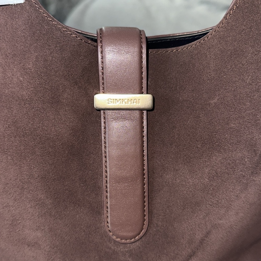 SIMKHAI Khai Suede Hobo Shoulder Bag in Cacao - Picture 10 of 17